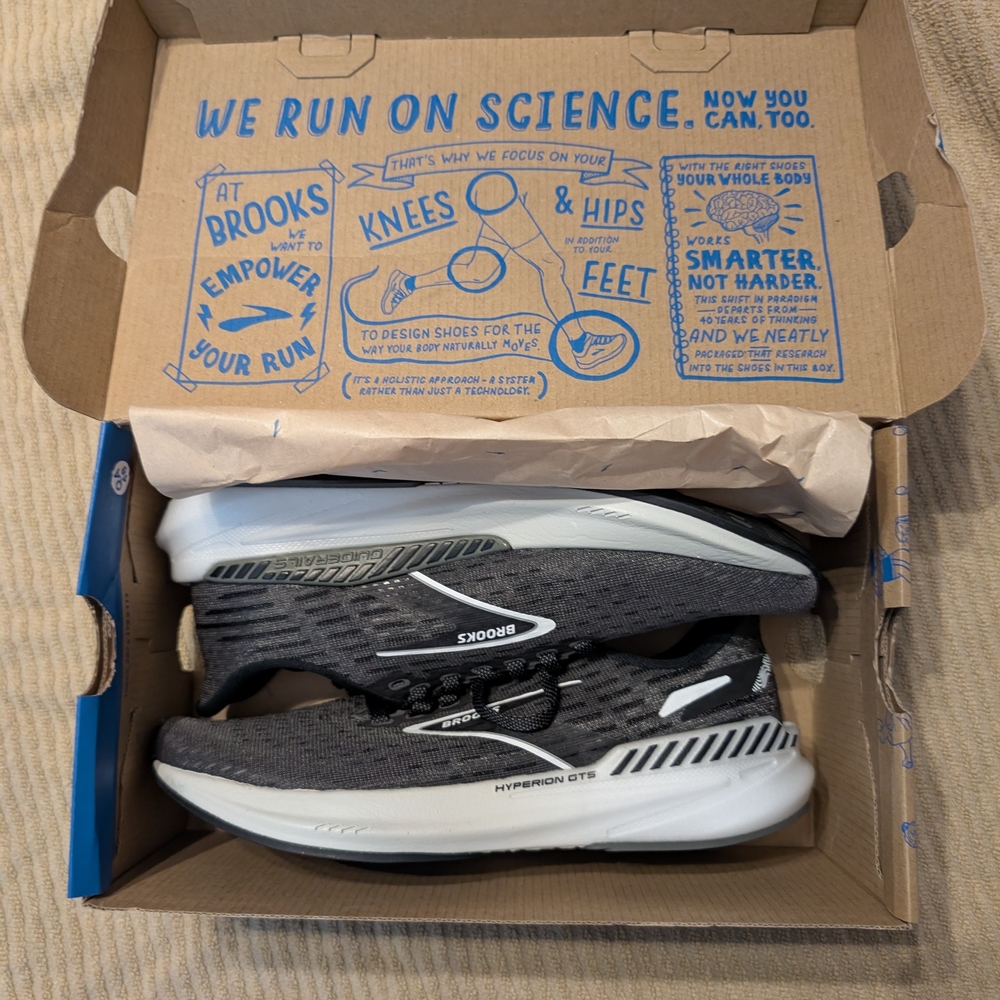 Brooks Hyperion GTS Black and White Athletic Shoes